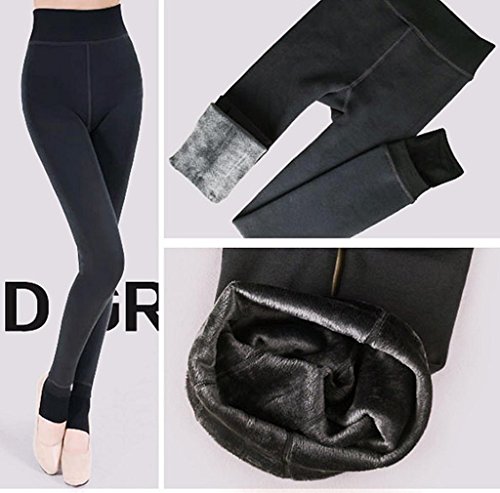 morecome Leggings, Women Thick Warm Fleece Lined Thermal Stretchy Pants (Black) - Thumbnail 2