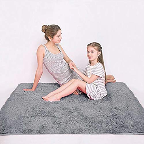 LOCHAS-Ultra-Soft-Indoor-Modern-Area-Rugs-Fluffy-Living-Room-Carpets-Suitable-for-Children-Bedroom-Home-Decor-Nursery-Rugs-4-Feet-by-53-Feet-Gray