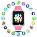 Bluetooth Smart Watch GSM Phone Watch with Camera for Android Smartphones (Silver + Pink)