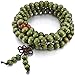 INBLUE Men,Women's 8mm Wood Bracelet Link Wrist Necklace Chain Tibetan Buddhist Green Sandalwood Bead Prayer Buddha Mala Chinese knot Elastic