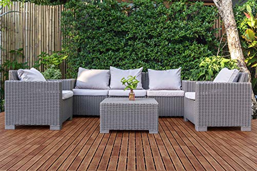 Floranica Holzterrassenplatten 1m2 (4 Stück 50x50 cm) Imprägniertes Lärchenholz Braun Boden für die Sauna Terrasse oder… – Bild 7