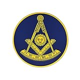 Masonic Past Master with Square & Protractor Round Blue Car Auto Emblem - 3