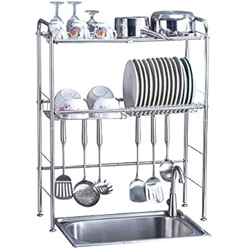 Amazon Com Delite Home 2 Tier Stainless Steel Over Sink Dish