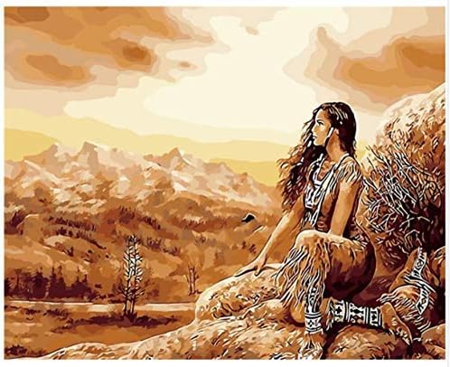 Mbywqpaint By Number Indian Girl Market Paint On Canvas Painting Coloring By Numbers Drawing Pictures Home Wall Decoration(Without Framed)