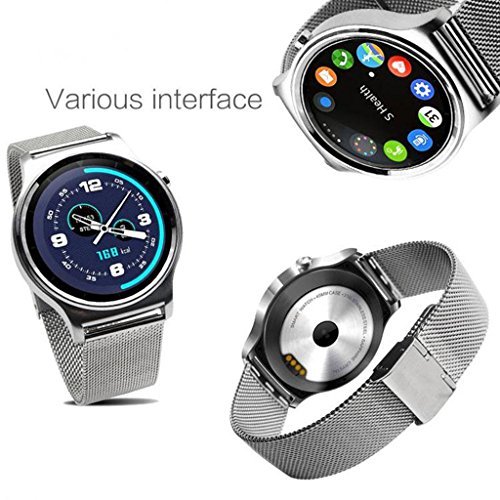 YIDA SW38 Full Round Screen Smart Watch Call SMS Sedentary Reminder Pedometer Heart Rate Sleep Monitor For iPhone iOS Android (Silver-Stainless)