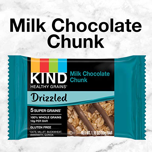 KIND Healthy Grains Bars Drizzled, Milk Chocolate Chunk, Gluten Free, 1