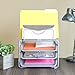Seville Classics 3-Tier Stacking Mesh Desk Organizer 5 Vertical File Sorter 3 Locking Sliding Letter Tray Non Slip Desktop Storage, Satin Pewter