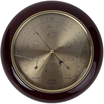 Lily's Home Weather Station Wall Decor, Wood Frame Barometer, Thermometer and Hygrometer