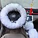 Ogrmar Winter Warm Faux Wool Steering Wheel Cover with Handbrake Cover & Gear Shift Cover for 14.96