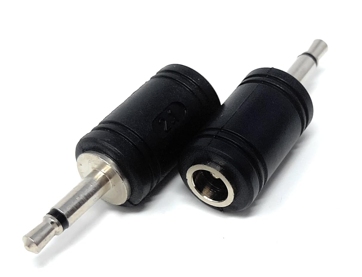 DRUT 2pcs. 5.5mm x 2.1mm DC Socket to 3.5mm Mono Jack Plug, DC Jack Plug Cable Converter Adapter (Black)