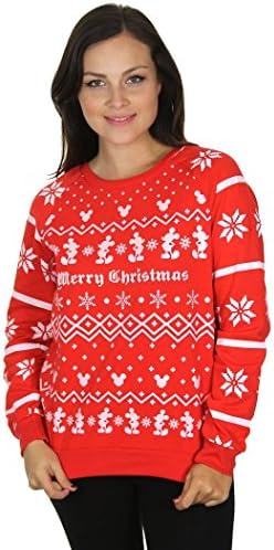 Disney Women's Plus Size Christmas All Over Design Mickey Mouse Sweater (1X)