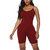 Amiliashp Women's Spaghetti Strap Tank Top Short Jumpsuit Rompers Bodysuit One Piece Catsuit