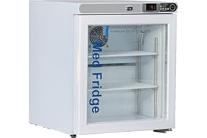 American BioTech Supply PH-ABT-HC-UCFS-0104G Premier Pharmacy/Vaccine Undercounter Refrigerator, Freestanding, Glass Door, 1 cu. ft. Capacity, White