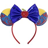 CLGIFT Princess Minnie Ears,Pick your color, Flower Minnie Ears, Floral minnie ears, Purple Sparkle Mouse Ears (Snow)