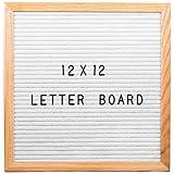 Best Size Letter Board 12 in. X 12 Inches Changeable Letter Sign with Alphabet and Symbols to Make Quotes On White Felt with Wood Oak Frame Perfect for Instagram or Mid Century Modern Home Decor