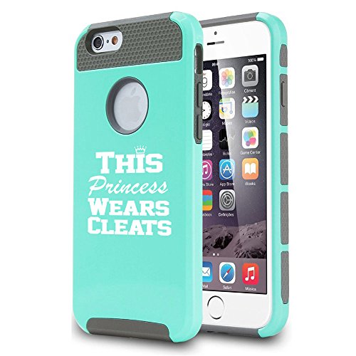 For Apple iPhone 7 Shockproof Impact Hard Soft Case Cover This Princess Wears Cleats Softball Soccer Lacrosse (Teal)