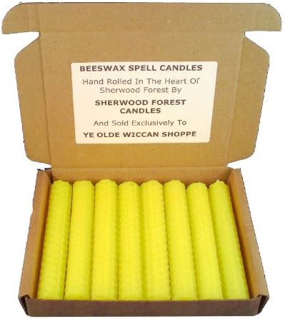 Set Of 8 Witch's Beeswax Spell Candles - Yellow - 10cm