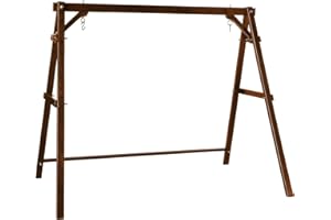 VINGLI Heavy Duty 660 LBS Wooden Swing Frame with Extra Bottom Connection Board, Upgraded A-Frame Porch Swing Bench Stand for Indoor & Outdoor (Rustic)