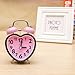 Alarm Clock for Kids, Silent Desk Travel Clock, Cute No Ticking Twin Bell Alarm Clock with Nightlight for Girls Bedrooms, Heavy Sleepers (Pink)