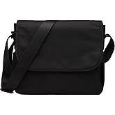 Lizbin Messenger Bag Crossbody Bag, Shoulder Bag Casual Cross Body Bag, Vintage Messenger Bag for Men Women Satchel Bag, Water Resistant Crossbody Shoulder Bag for Work Business Office Travel (Black)