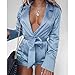 Mlide Womens Sexy Jumpsuits Deep V-Neck Lapel Long Sleeve Short Pant Jumpsuit Romper,Sky Blue,2XLthumb 3