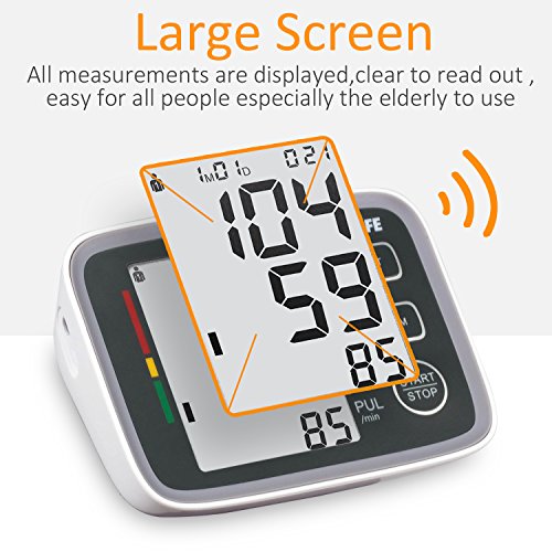 WARMLIFE Accurate Automatic Upper Arm Blood Pressure Monitor Digital BP Machine Pulse Rate Monitoring Meter with 8.8-14.1in Cuff Kit,180 Records Two Users,Display&Talking Wire/Wireless– FDA Approved