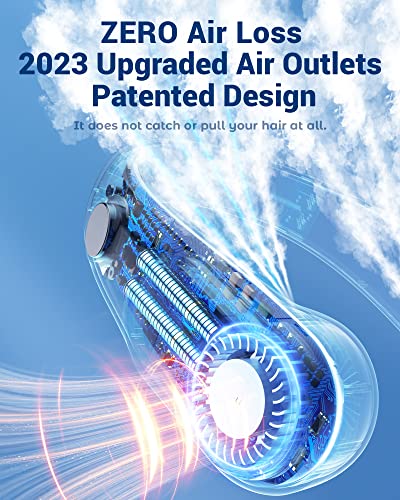 shiedine Portable Neck Fan with LED Display, 5200mAh Rechargeable Hands Free Bladeless Fan, 4 Speeds Operated Wearable Personal Fan, 2023 Exclusive Patented Design USB Powered Desk Fan