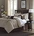 Madison Park Cozy Comforter Set Casual Blocks Design All Season, Matching Bed Skirt, Decorative Pillows, King(104