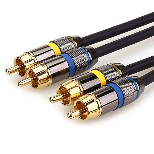 NANYI Upgrade 2RCA Male to 2RCA Male Stereo Audio Cable Gold Plated for Home Theater, HDTV, Gaming Consoles, Hi-Fi Systems,5feet /1.5meters - Thumbnail 7
