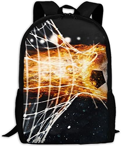 Soccer Fireball Scores A Goal On The Net Fashion Outdoor Shoulders Bag Durable Travel Camping Backpack For Adult