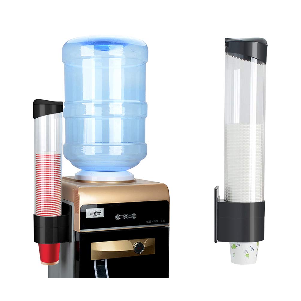 Photo 1 of IWNTWY Cup Dispenser, Wall Mount Water Cooler Cup Holder Fits 5oz - 7oz Disposable Paper Plastic Cups for Home Office Hospital Cups Organizer, Adhesive Paste or Screw Install (Black, Medium)