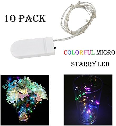 Starry String Lights, Foneso Micro Starry LED Copper Wire String Lights, Extra Thin, Waterproof Moon Lights, Decorative Wire Lights for Party, Wedding, DIY Wedding Centerpiece (RGB, Pack of 10)