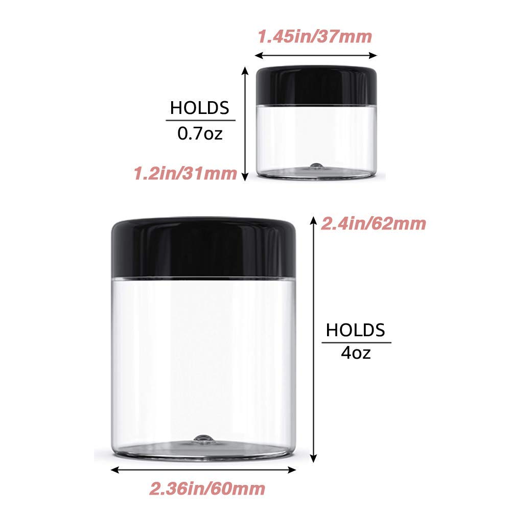 4 oz Small Plastic Containers with Lids 24 Pack Plastic Jars with Lids + 20g/20ml Small Containers with Lids Cosmetic Sample Jar - for Lip Scrub, Body Butters, Cream, Slime, Craft Storage : Beauty