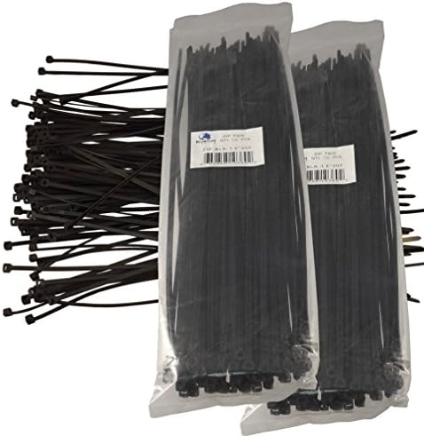 Moondon NEW BLACK 200 PCS. 12 INCH ZIP TIES NYLON 40 LBS UV WEATHER RESISTANT WIRE CABLE