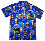 Funky Hawaiian Shirt For Men Short Sleeve Front-Pocket Beer Party Blue