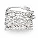 JanKuo Jewelry Silver Tone Cubic Zirconia Wide Band Cocktail Ring with Gift Box, Size 8