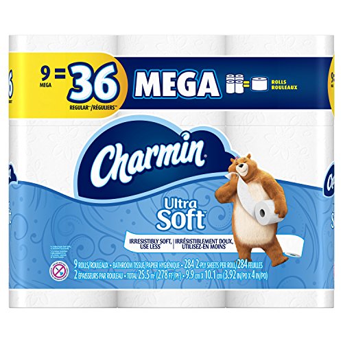 Charmin Ultra Soft Toilet Paper, 9 Mega Rolls Equal To 36 Regular Rolls, 9 Count