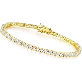 MDFUN Tennis Bracelet for Women 3mm Cubic Zirconia 18K White Gold/Yellow Gold Plated