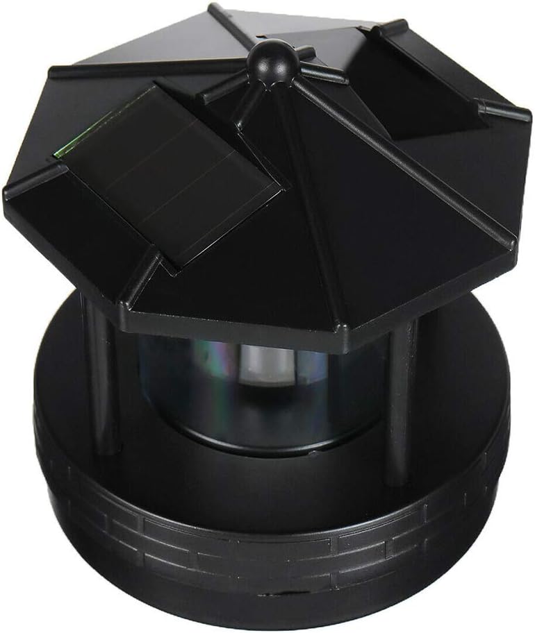 Zchui Solar Powered Lighthouse, Waterproof IP44 360 Degree Miniature Rotating Garden Light, Black, free size - Image 3
