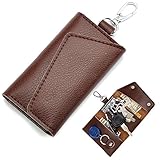 Leather Key Case Wallet Mens Womens Pure Color Key Holder Bag Wallet