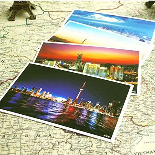 HOSTEESSCHOICE Beautiful Postcard set of 30 Post card variety pack World travel sites,4 x 6 Inches, World Urban Night Scene