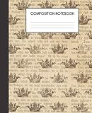 Composition Notebook: Vintage Ephemera Pattern College Ruled Notebook Lined School Journal