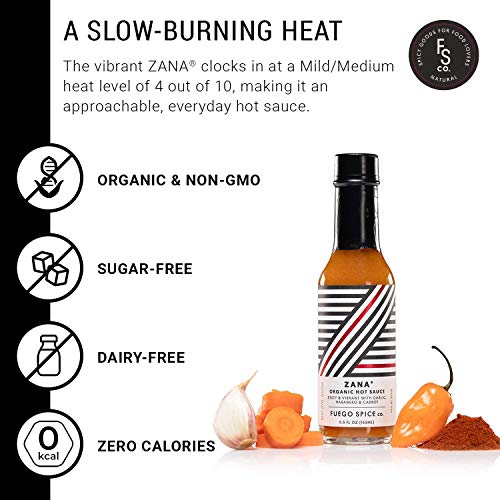 ZANA Organic Habanero Hot Sauce by Fuego Spice 5 Fl Oz Everyday Red