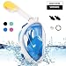YUDER Full Face Snorkel Mask with 180&deg; Scuba Mask Snorkeling Mask Breathing & Anti-Fog Anti-Leak Panoramic View Snorkel Set for Adults or Kids,Detachable Camera Mount Pivot Arm and Earplug(Blue,L/XL)