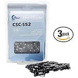 3-Pack Replacement 14" Semi Chisel Saw Chain for Echo, Husqvarna, Pouland Compatible with - Echo Cs 400, Husqvarna 240, Echo Cs 310 (3/8" Low Profile Pitch, 0.050" Gauge, 52 Drive Links, CSC-S52)