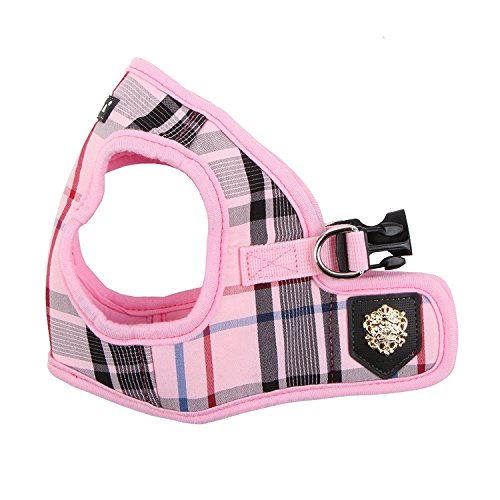 Puppia Junior - Checkered Dog Harness small dogs - Soft Vest - Also usable as Puppy Harness - Anti Pull Dog Lead, Pink, XL