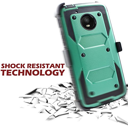 Value Pack Cables + for 5" Motorola MOTO E4 motoe4 case Phone Case 360Â° Cover Screen Protector Clip Holster Kick Stand Armor Shock Bumper (Teal)