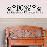 Dogs, Bundles of Love Wrapped in Fur Adorable Wall Decal- Black 36x9.5