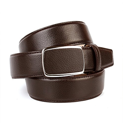 Anthoni Crown Leather Men`s Belt Brown leather with silver metallic automatic buckle 34"-44"/10T20 (38)