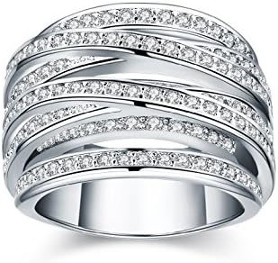 Platinum/Yellow Gold-Plated Spiral Ring with Zirconia Crystal Pave (platinum-plated, 6)